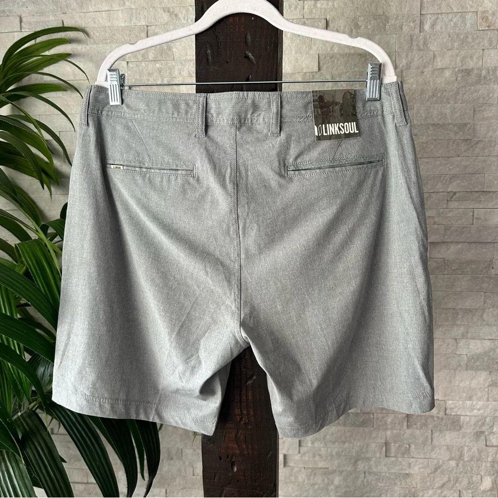 LINKSOUL Grey “Boardwalker” Hybrid Shorts Size 34 New with Tags
